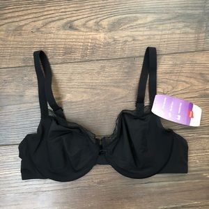 Hanes Silky Smooth Unlined Underwire Black Bra